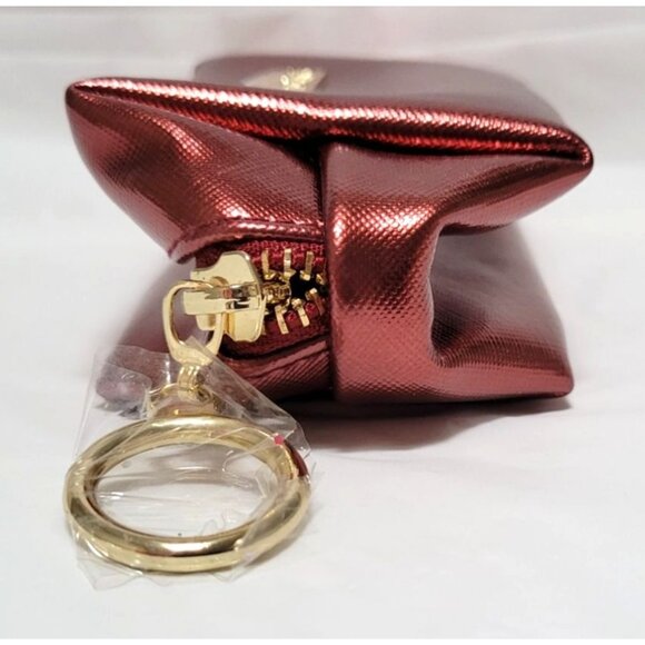 SeneGence LipSense ShadowSense Metallic Burgundy Cosmetic Bag with Gold Keyring - Picture 5 of 7